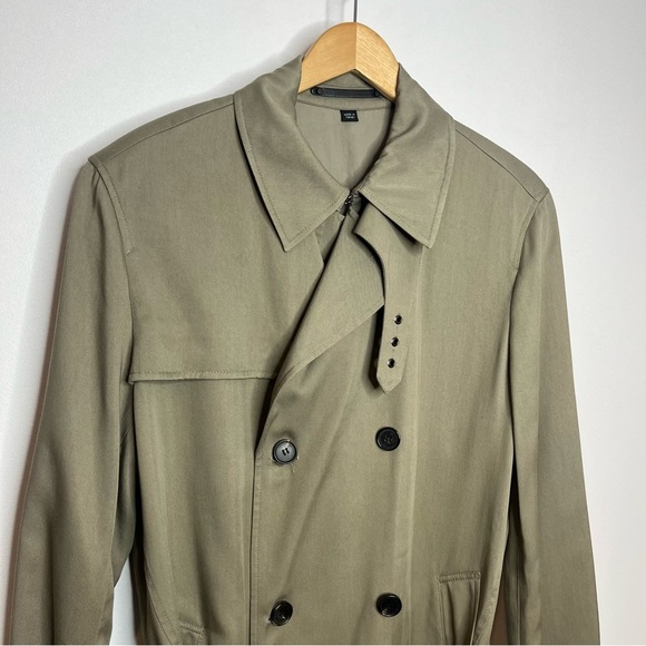 All Saints Men's 40 Large Siren Mac Twill Trench Coat Sage Green - Picture 4 of 16